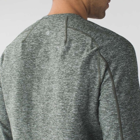 Lululemon Mens Surge Soft Long Sleeve Heathered Gator Green Henley I - Picture 5 of 12